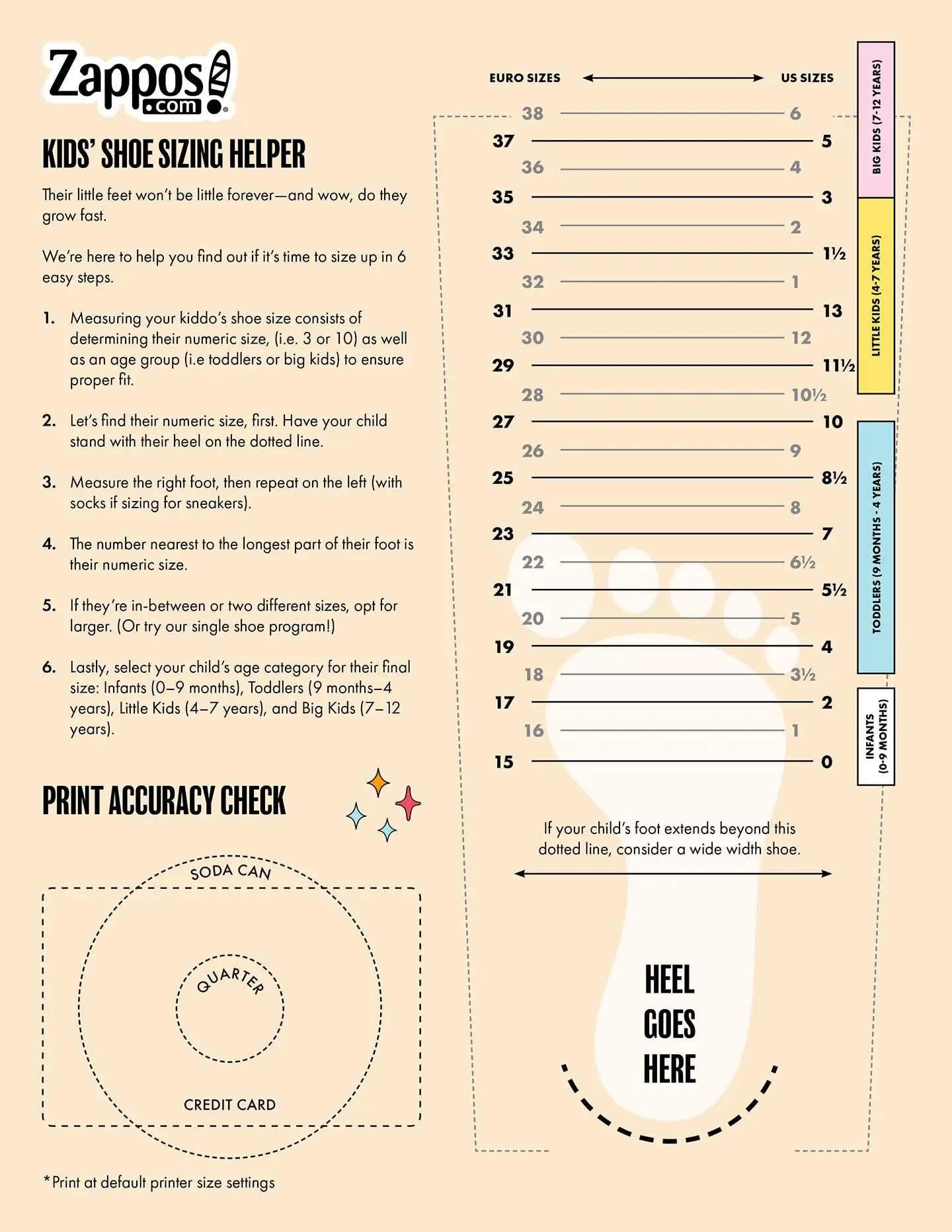 Printable Kids Foot Size Guide