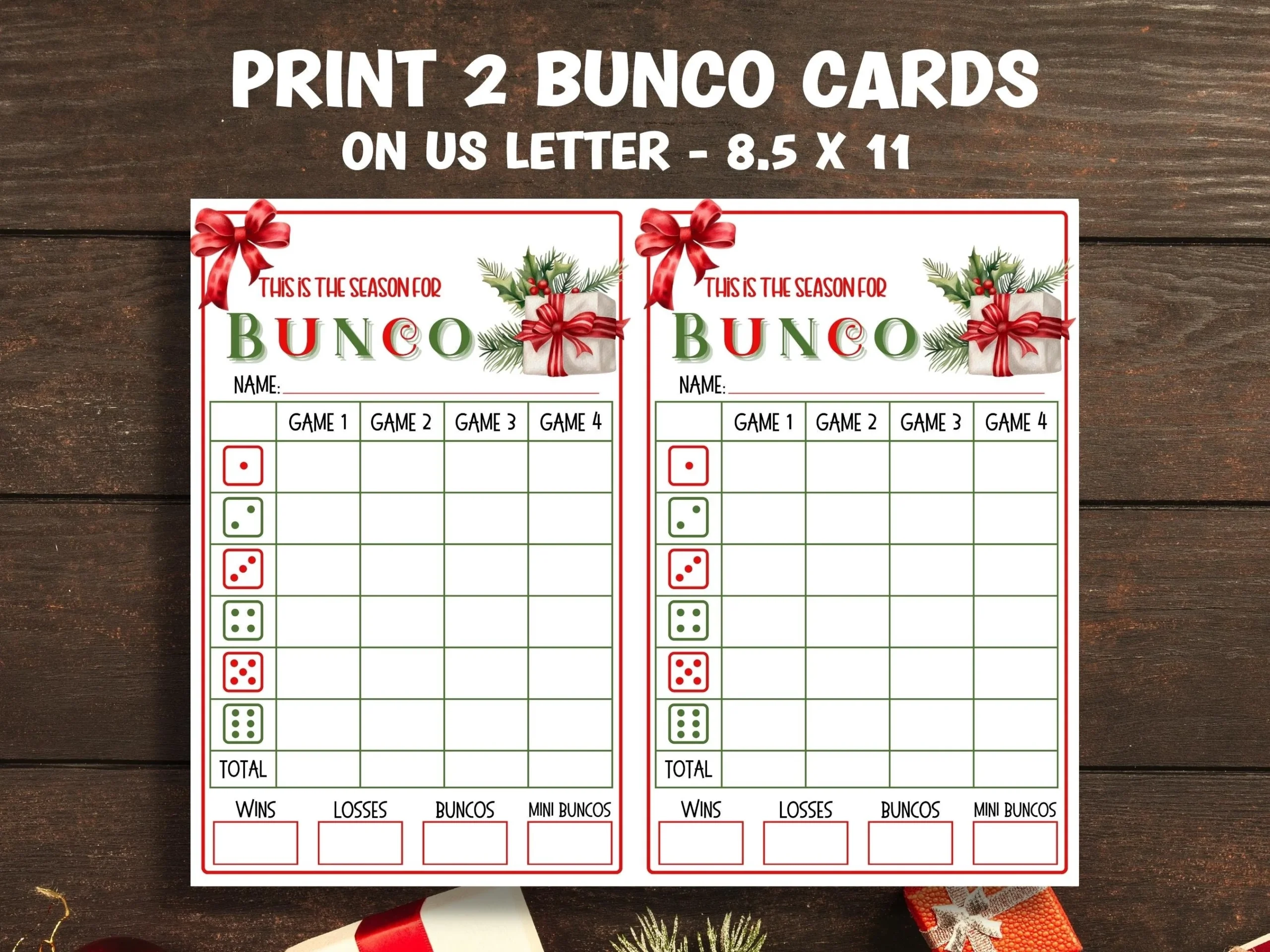 Free Christmas Bunco Score Sheets Printable