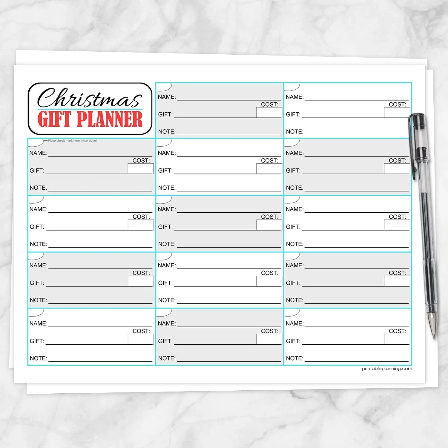 Christmas Give List Printable