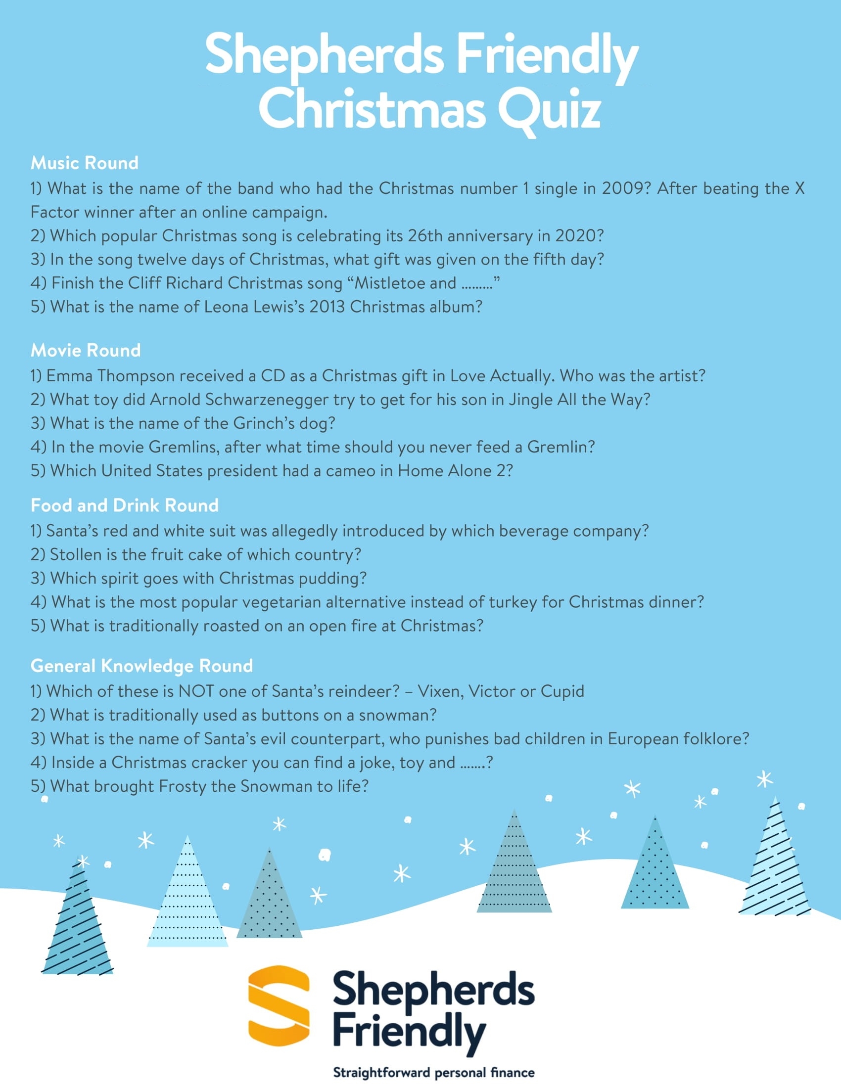 Printable Christmas Quiz Shepherds Friendly