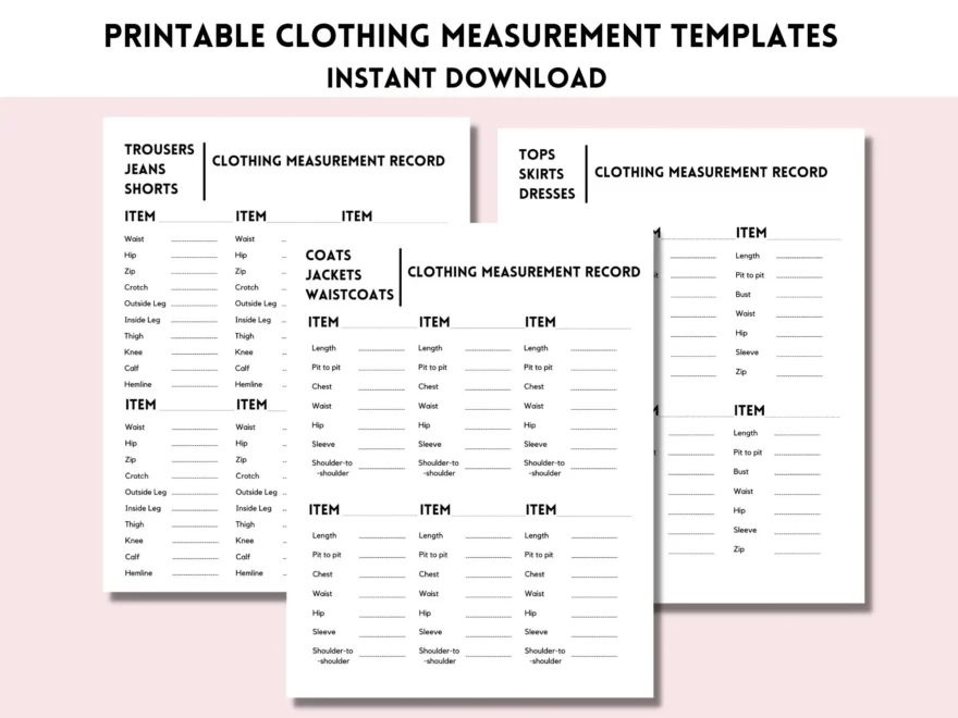 Printable Clothing Measurement Template Reseller Measuring Record Sheets Poshmark Ebay Mercari Instant Digital Download Etsy