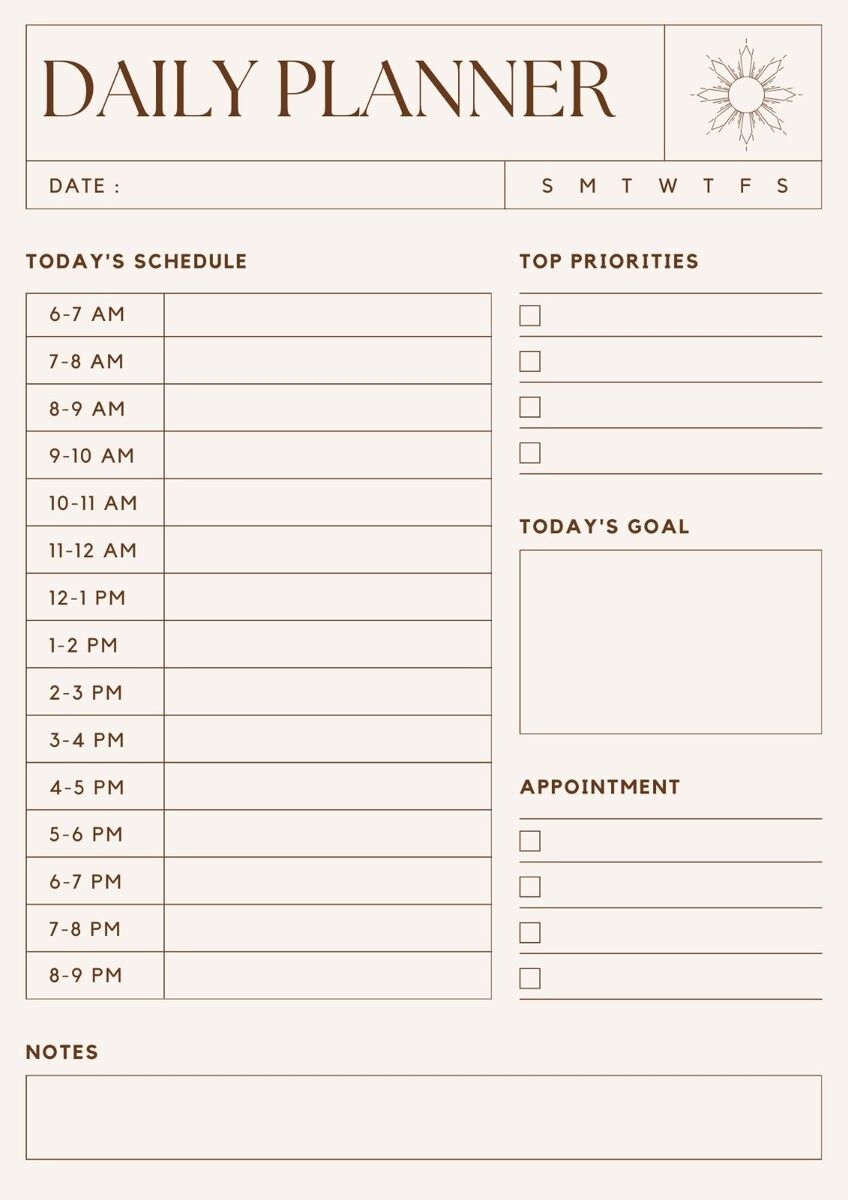 Printable Daily Planner Digital Download Stay Organized Time Table EBay Printable Daily Planner Digital Download Stay Organized Time Table EBay