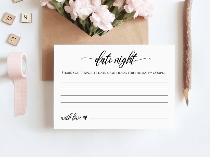 Printable Date Night Idea Card DIY Wedding Advice Template Bridal Shower Game Fully Editable Instant Download Digital 023 108EC 020