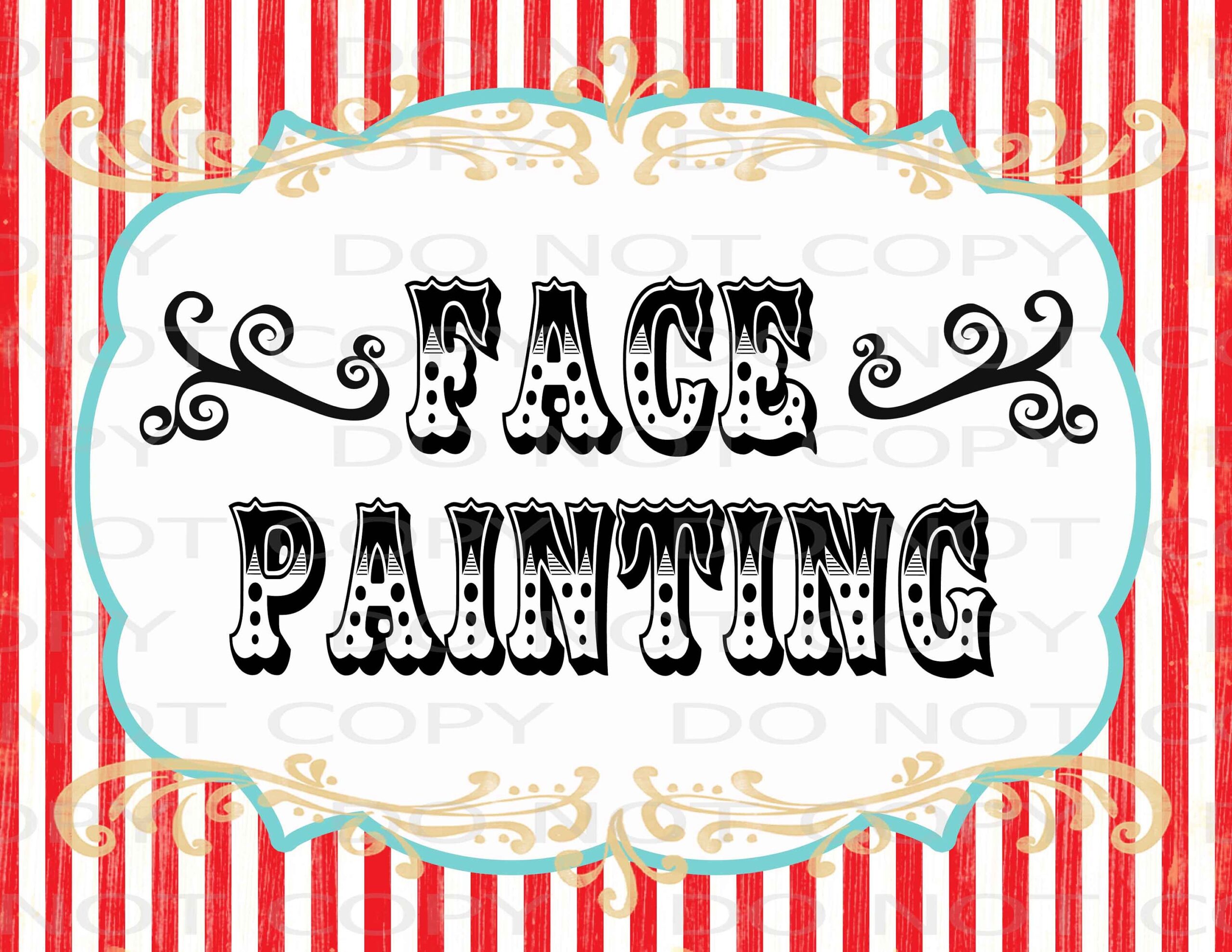 Printable DIY Vintage Circus Face Painting Station Sign 8 5 X 11 And 8 x10 INSTANT DOWNLOAD Etsy Sweden