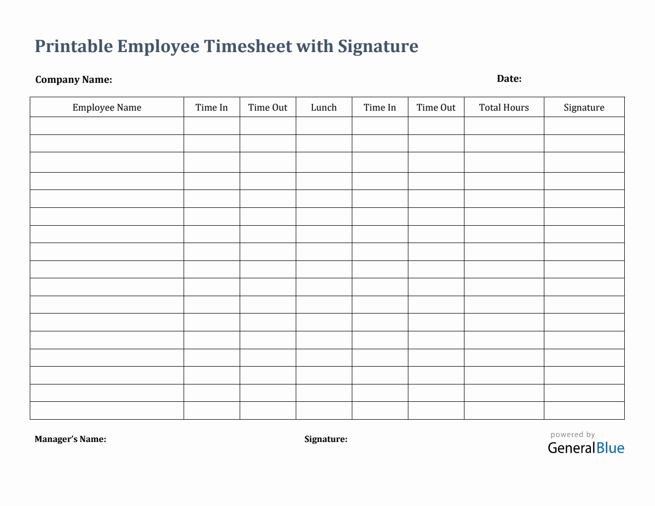 Printable Employee Timesheet With Signature In PDF Printable Employee Timesheet With Signature In PDF