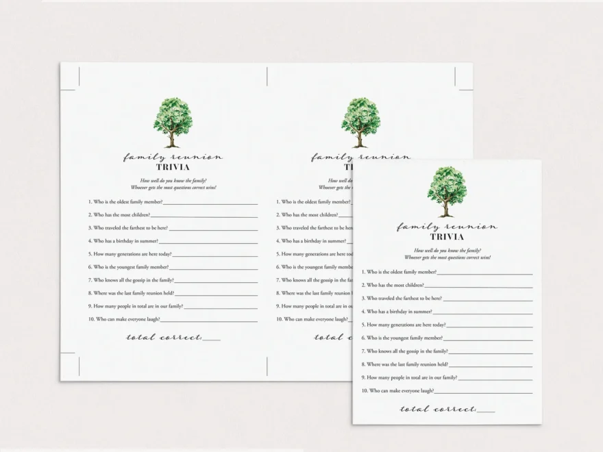 Printable Family Trivia Quiz For Family Reunion For All Ages Download LittleSizzle