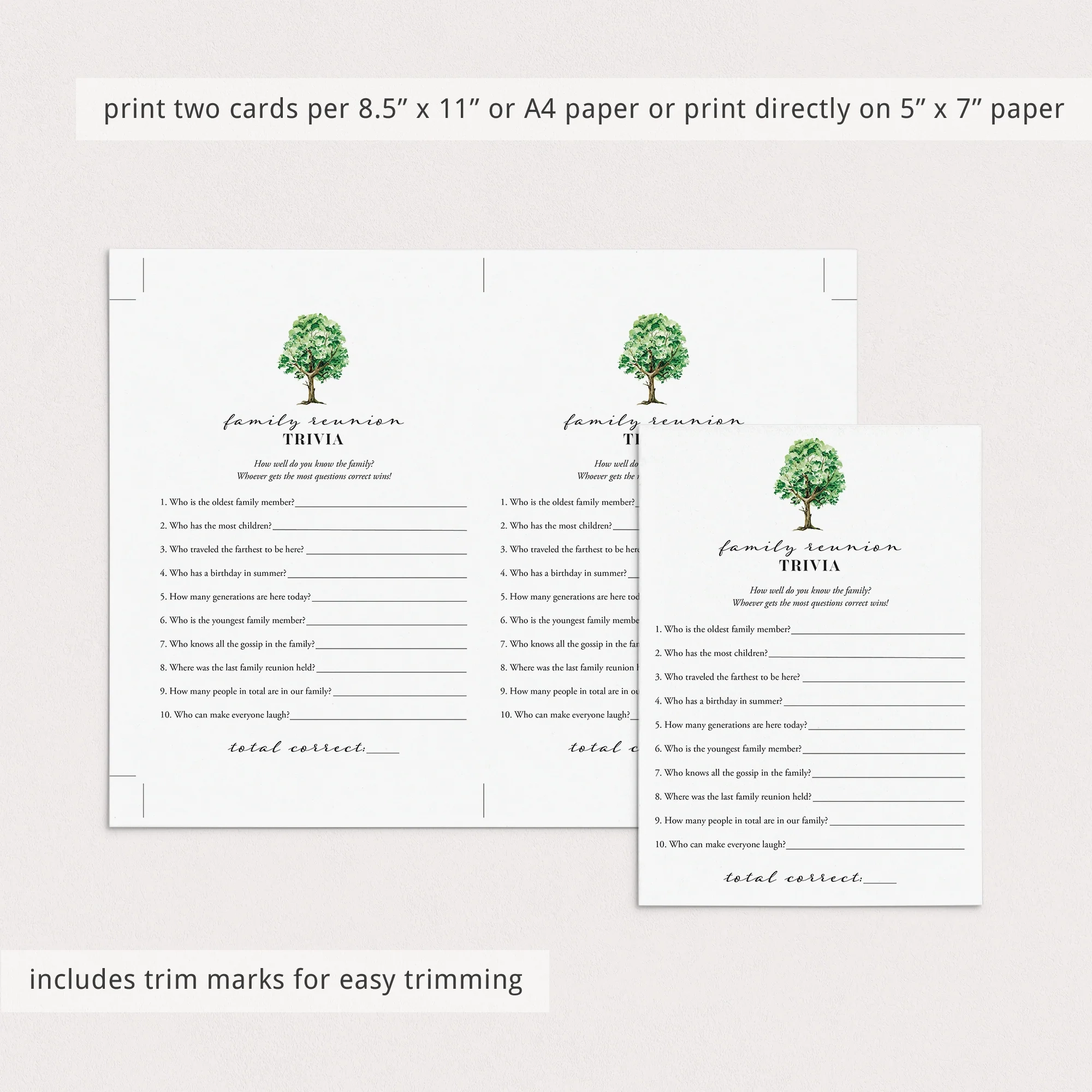 Printable Family Trivia Quiz For Family Reunion For All Ages Download LittleSizzle