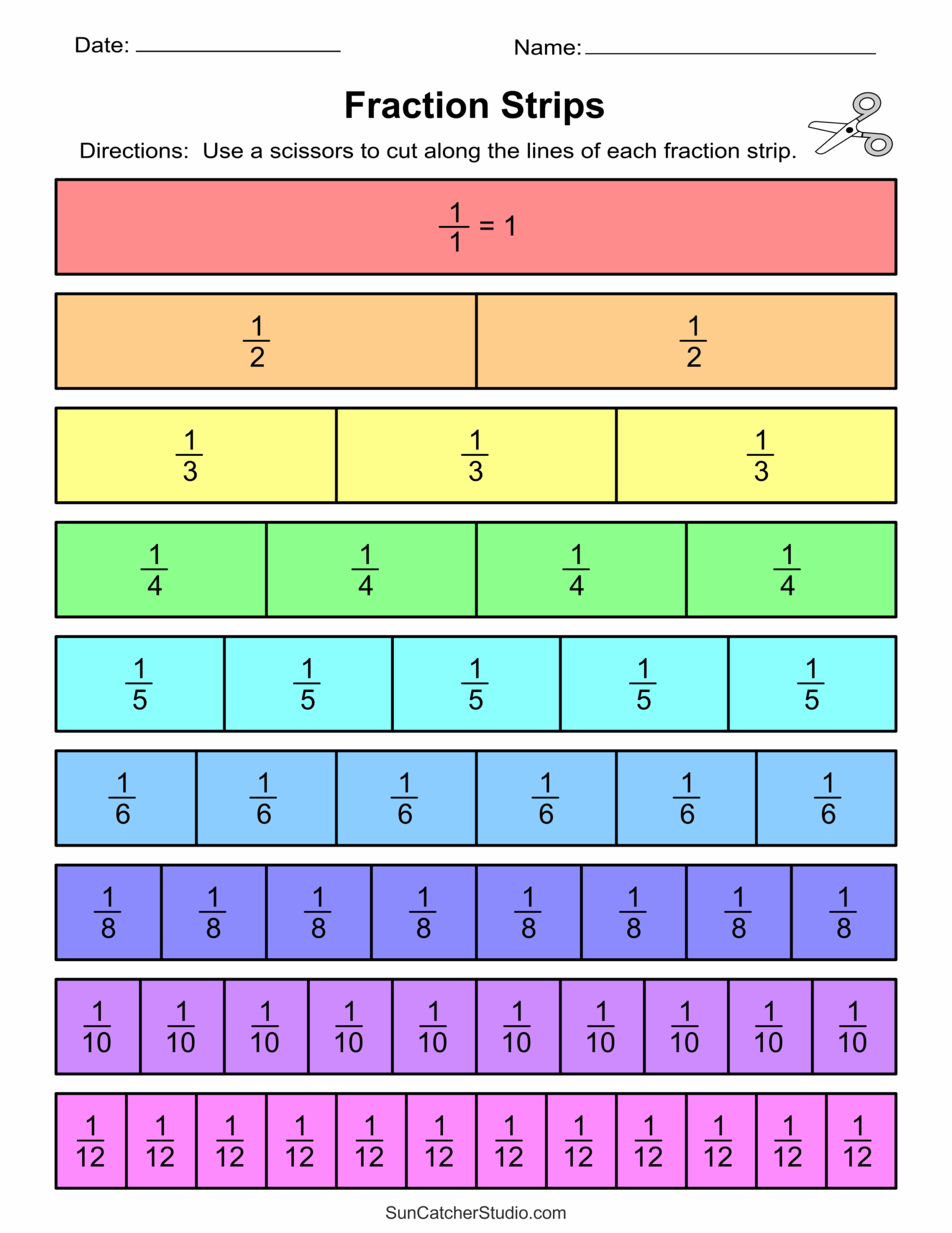 Printable Fraction Strips And Fraction Bars Free Printables Monograms Design Tools Patterns DIY Projects