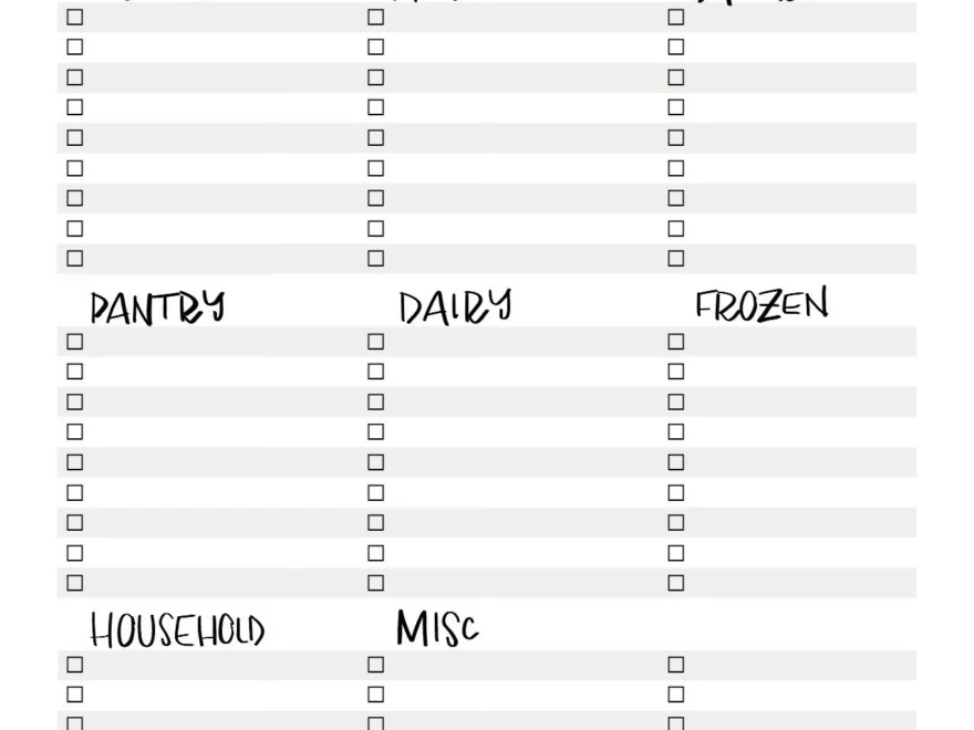 Printable Grocery List Template PDF Instand Download Etsy