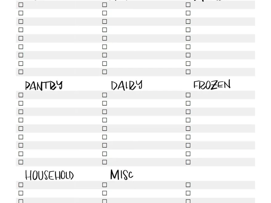 Printable Grocery List Template PDF Instand Download Etsy