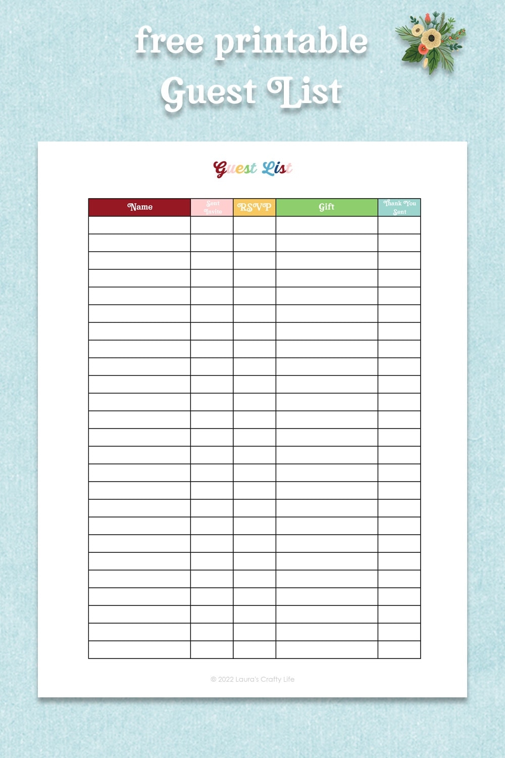 Graduation Guest List Free Printables