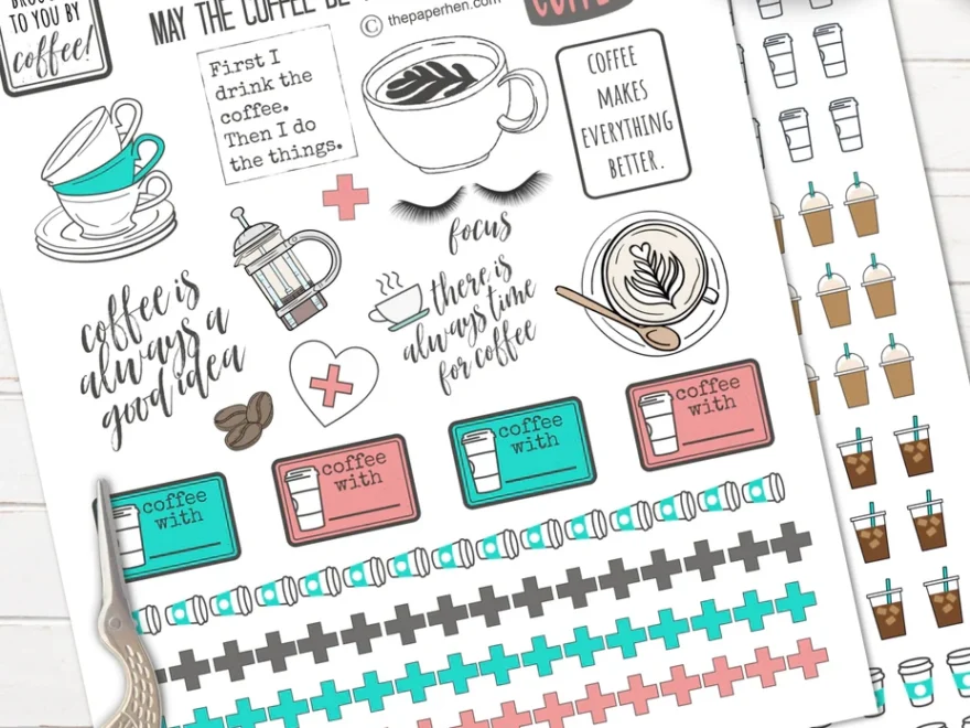 Printable Happy Planner Stickers For Coffee Lovers The Paper Hen