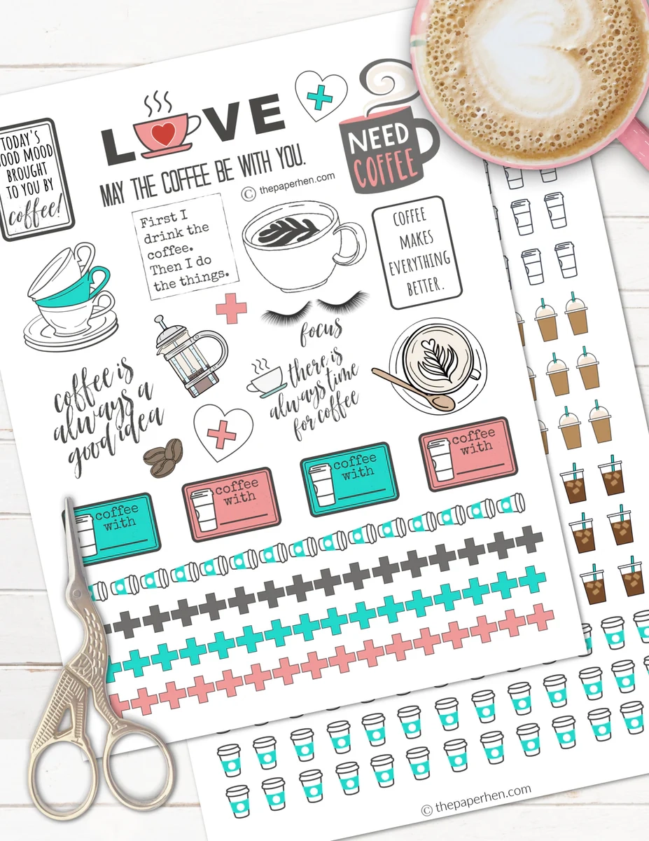 Printable Happy Planner Stickers For Coffee Lovers The Paper Hen