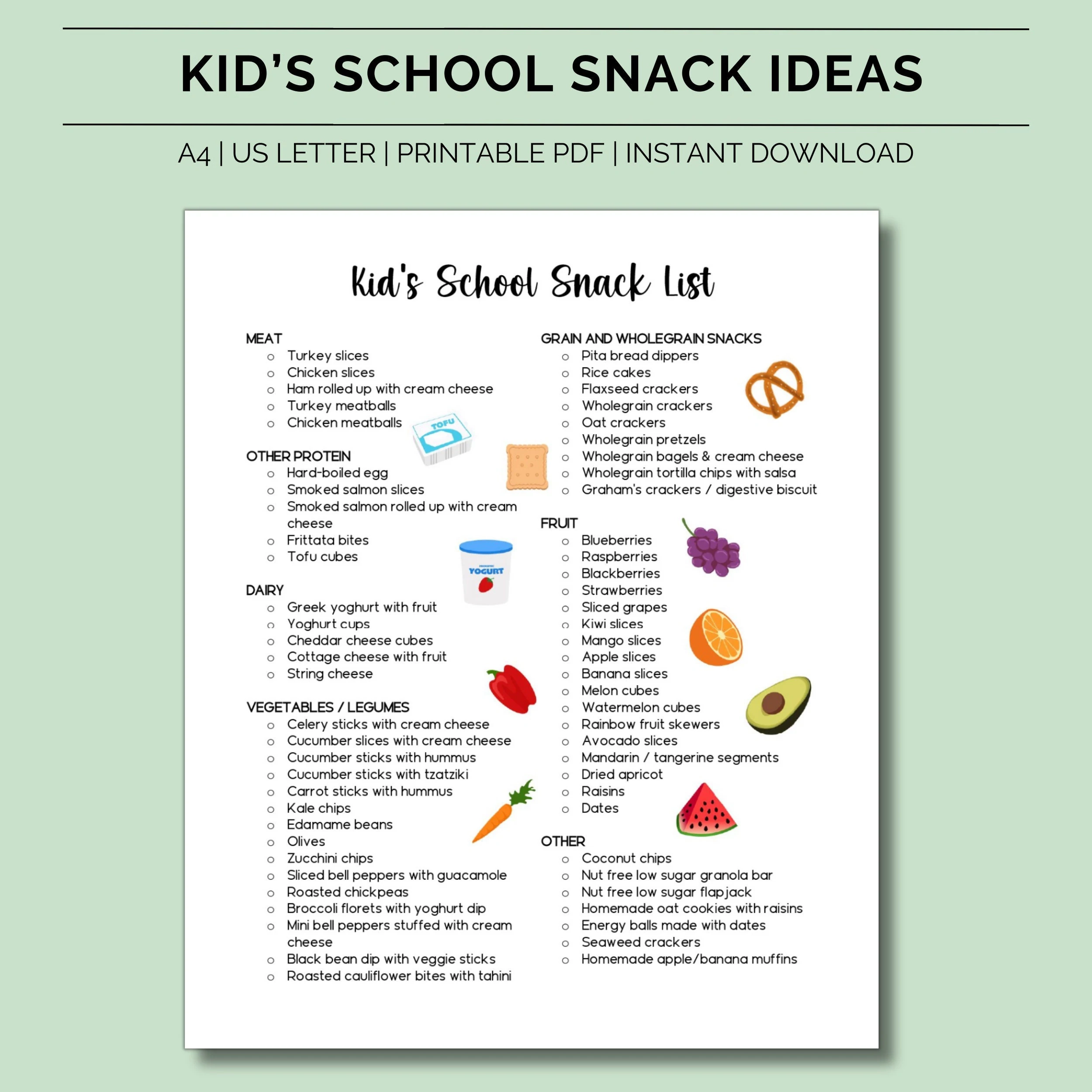 Printable Healthy School Snack List Kid s School Snack Ideas Home School Break Snack List Healthy Children s Snacks Etsy Printable Healthy School Snack List Kid s School Snack Ideas Home School Break Snack List Healthy Children s Snacks Etsy