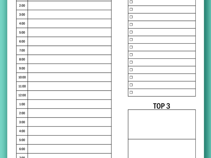 Printable Hourly Calendar Set Daily And Weekly Hourly Calendars