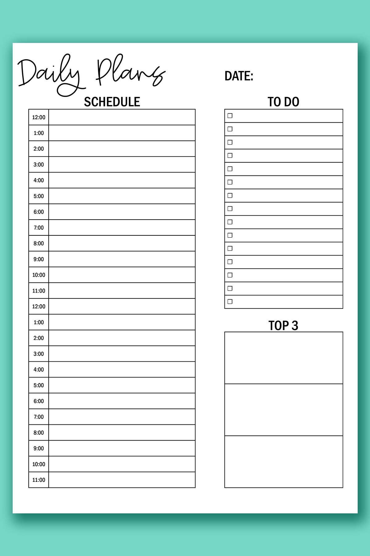Printable Hourly Calendar Set Daily And Weekly Hourly Calendars Printable Hourly Calendar Set Daily And Weekly Hourly Calendars