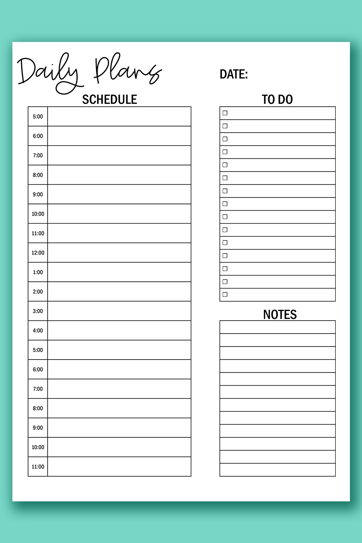 Printable Hourly Calendar Set Daily And Weekly Hourly Calendars Printable Hourly Calendar Set Daily And Weekly Hourly Calendars
