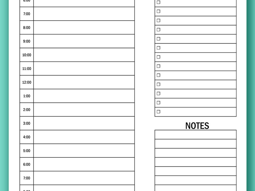 Printable Hourly Calendar Set Daily And Weekly Hourly Calendars