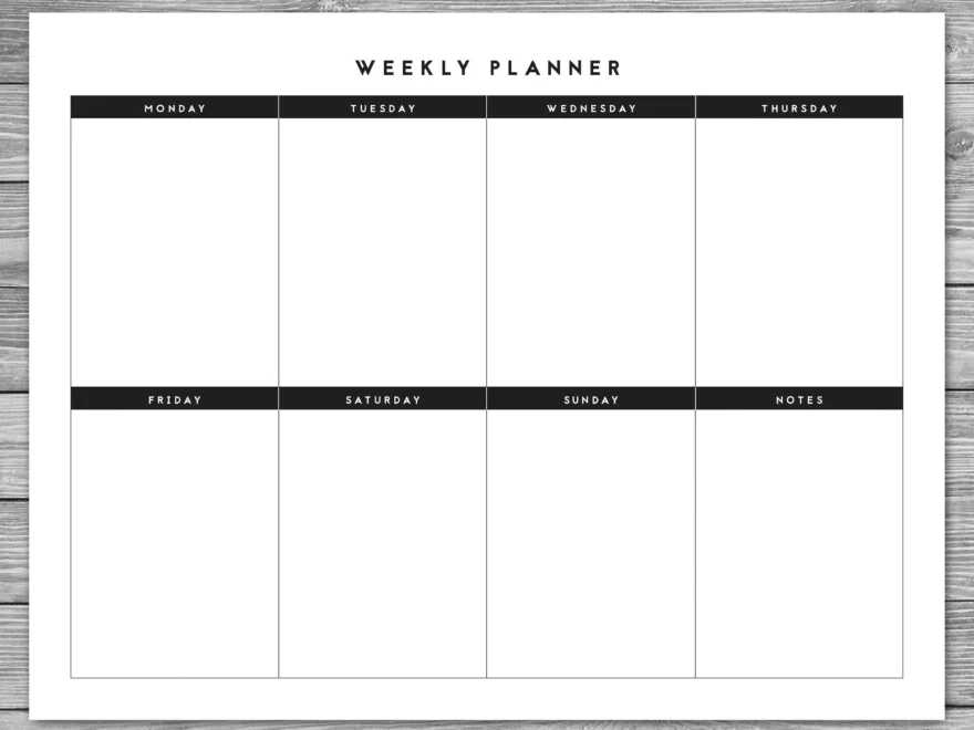 Printable Landscape Minimalist Weekly Planner Weekly Schedule Weekly Agenda Desk Planner Planner Download To Do List A4 8 5 X 11 Etsy