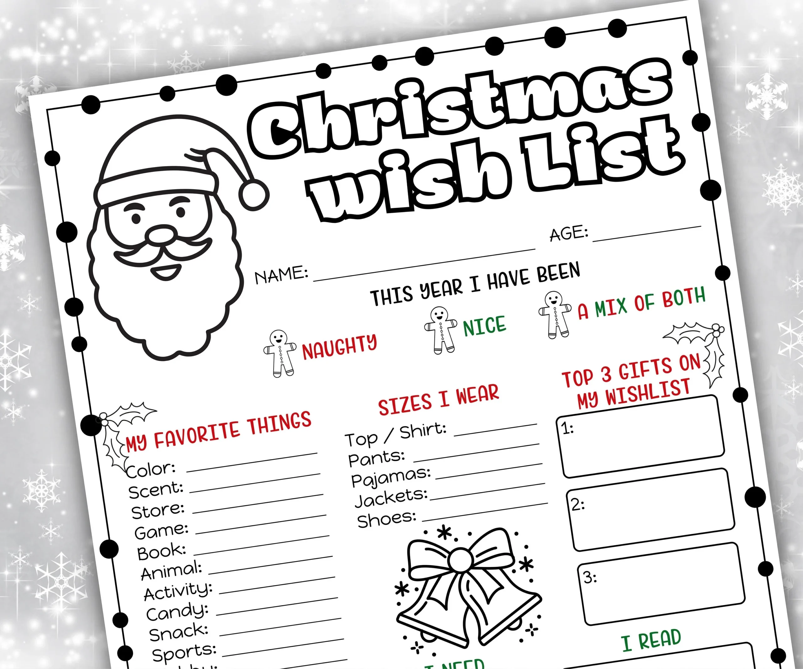 Printable Coloring Christmas List