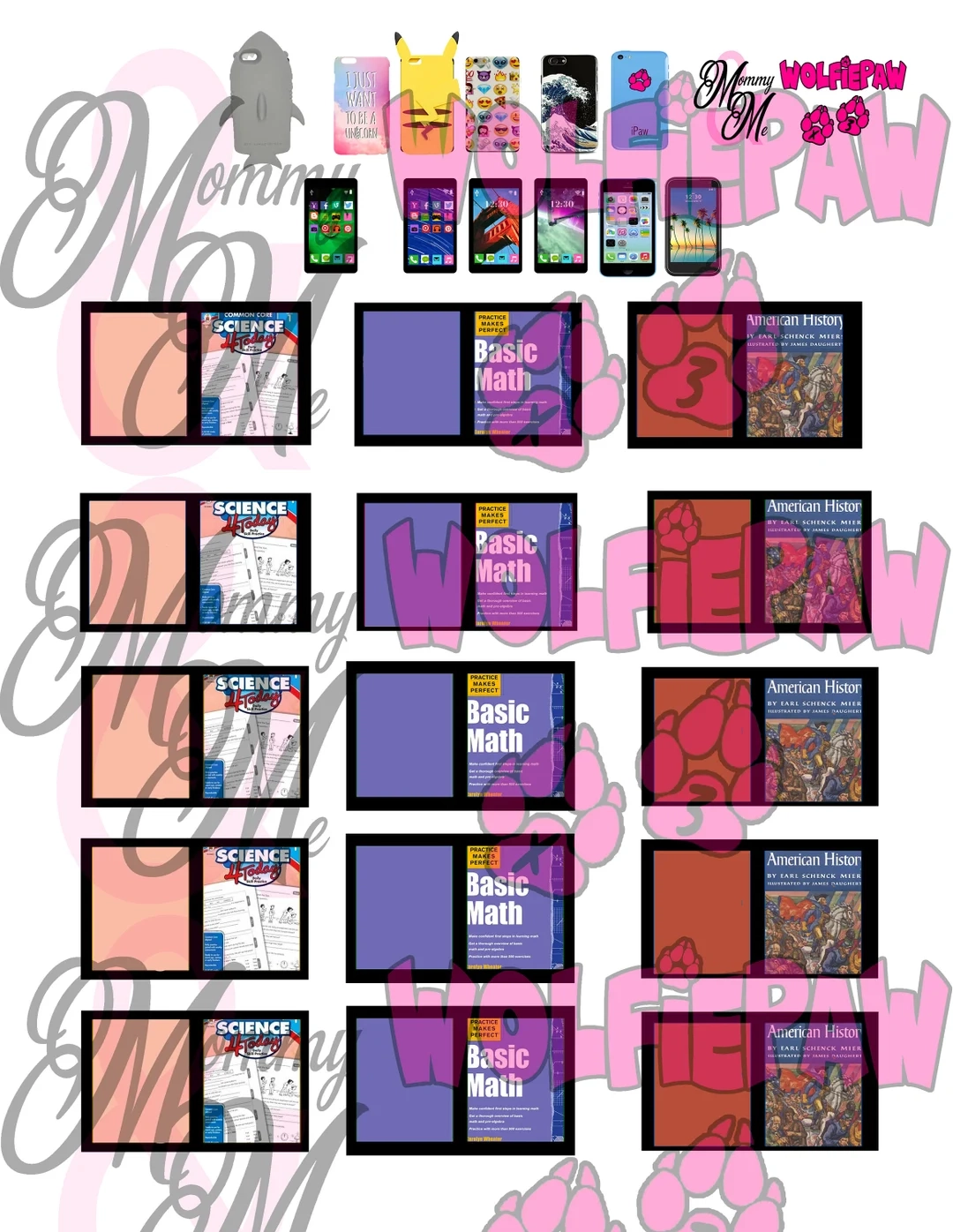 Printable LPS Front And Back Cell Phone And School Books Digital File Available To Print Immediately Etsy