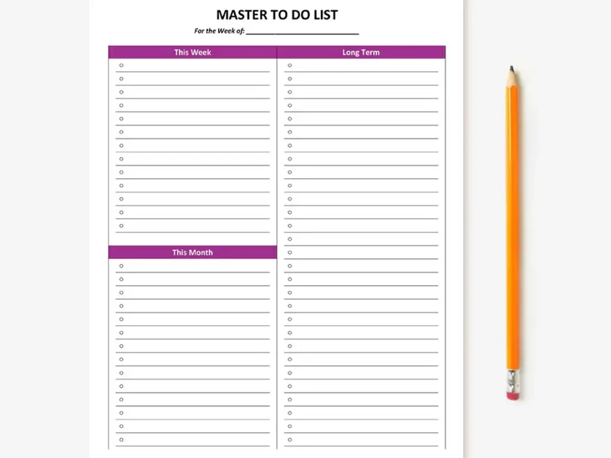 Printable Master To Do List Etsy
