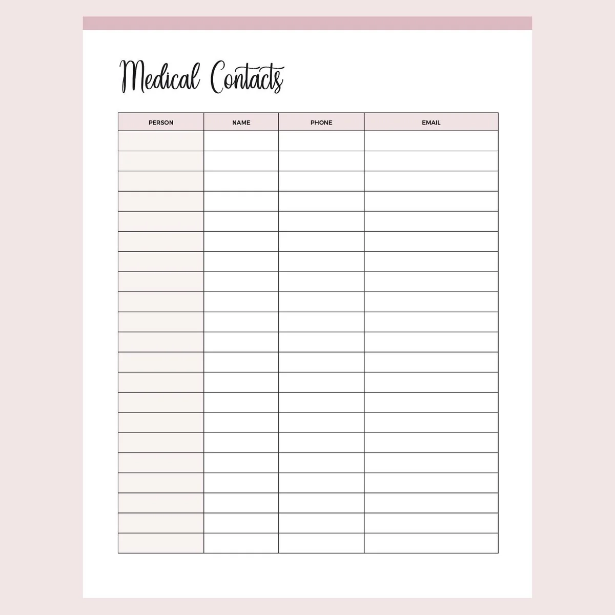 Printable Medical Contact List Plan Print Land Printable Medical Contact List Plan Print Land