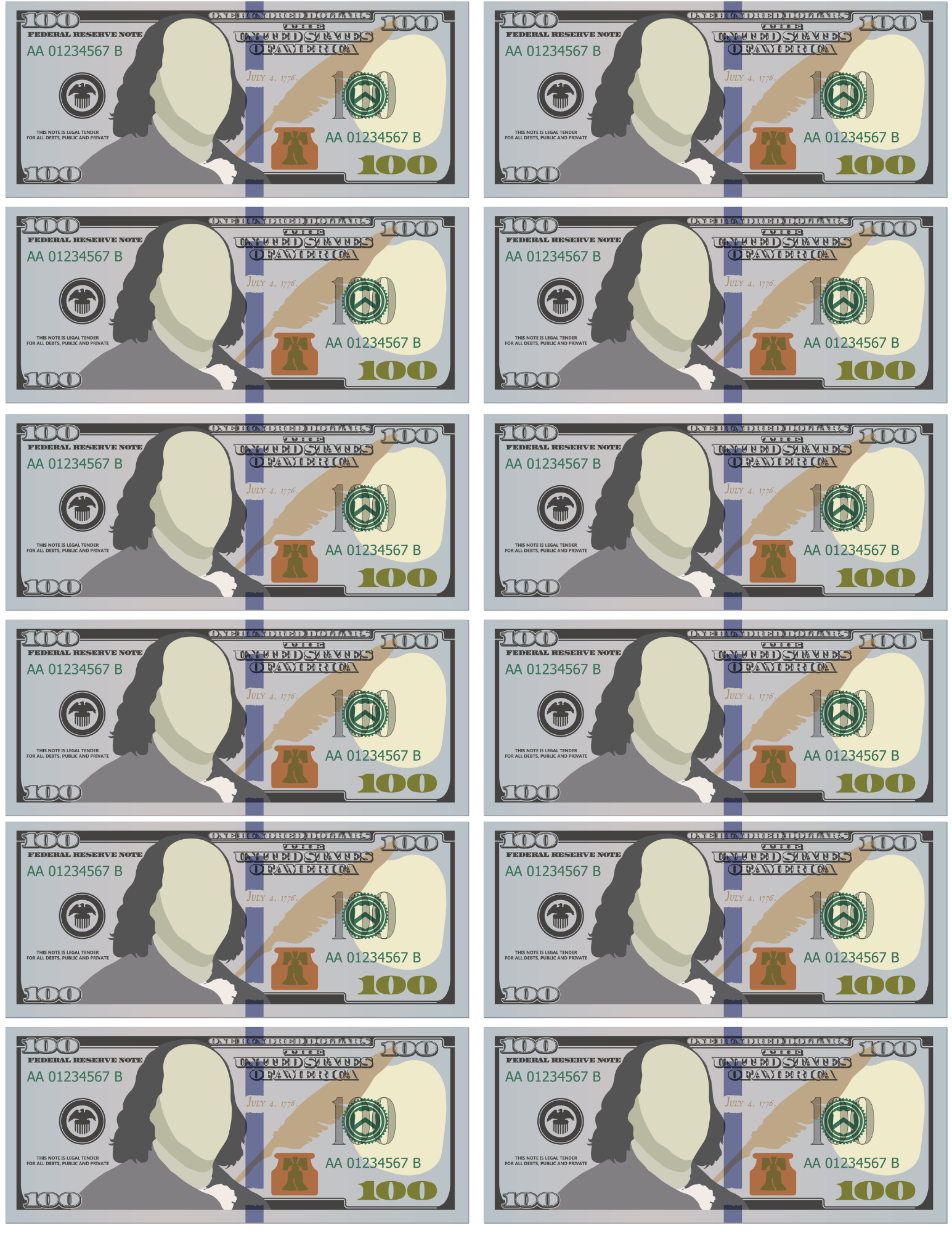 Printable Money One Hundred Dollar Bill Printable Money One Hundred Dollar Bill