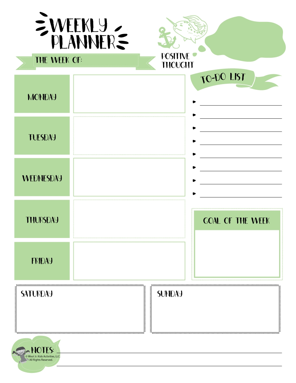 Printable Planner Pages Daily Weekly Monthly Layouts Woo Jr Kids Activities Children s Publishing