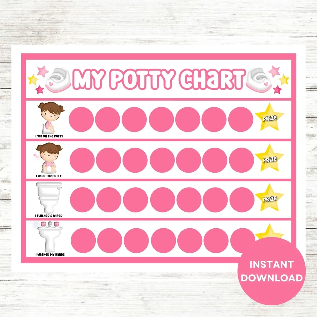 Printable Potty Training Chart Girl Potty Chart Potty Training Sticker Chart Potty Training Reward Chart Toddler Reward Chart Etsy Israel