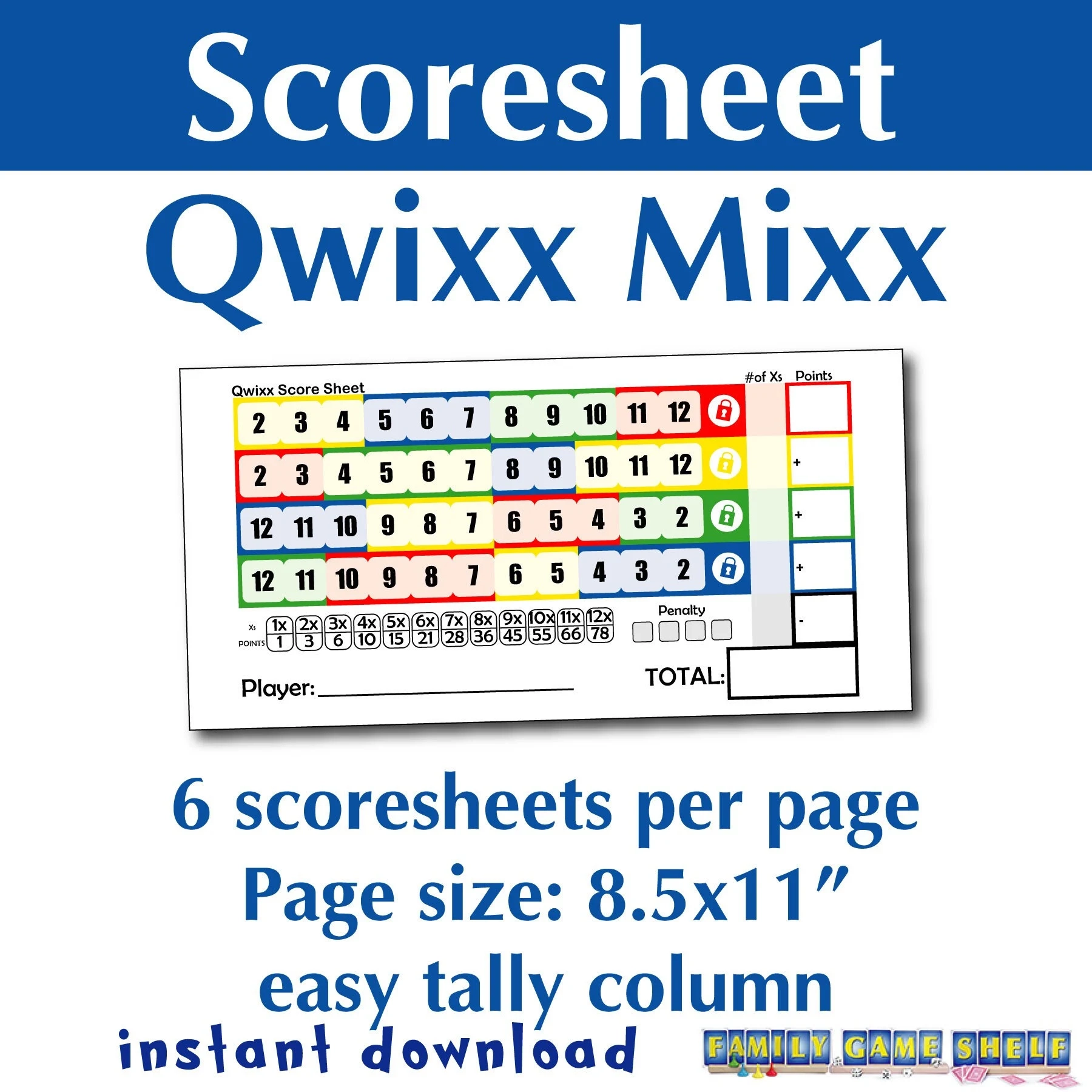 Printable Qwixx Mixx Dice Game Score Sheet Qwixx Mixx Score Pad Qwixx Mixx Score Card Printable Etsy