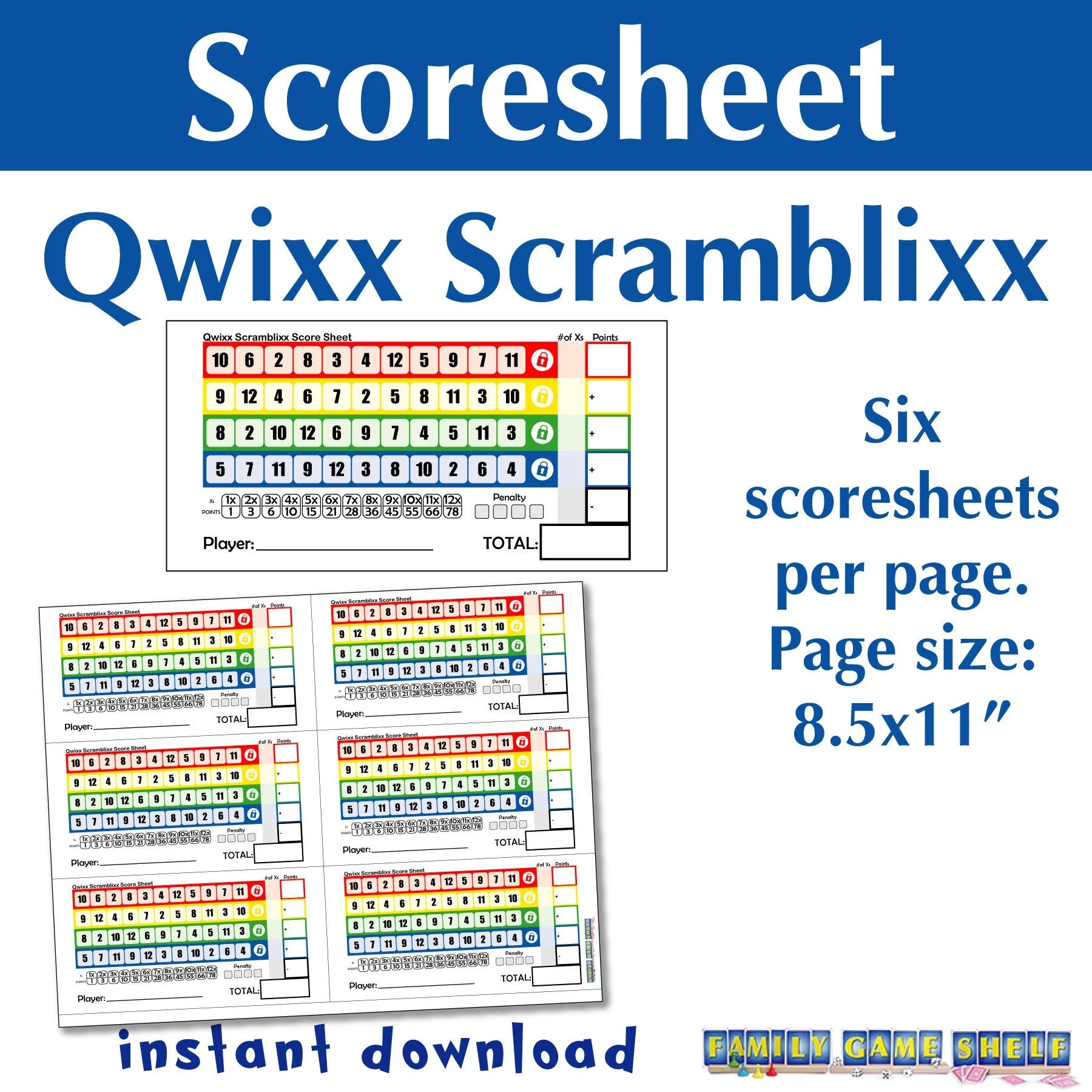 Printable Qwixx Score Sheet Template