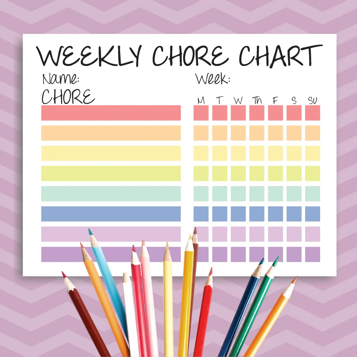 Printable Rainbow Chore Chart For Kids Carrie Elle