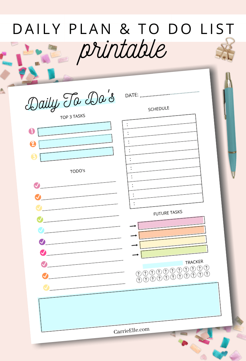 Printable Rainbow Daily Planning Page Carrie Elle Printable Rainbow Daily Planning Page Carrie Elle