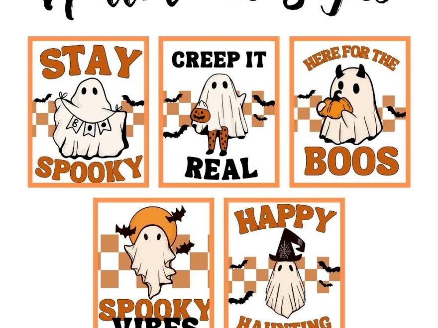 Printable Retro Ghost Halloween Signs To Decorate Your Home