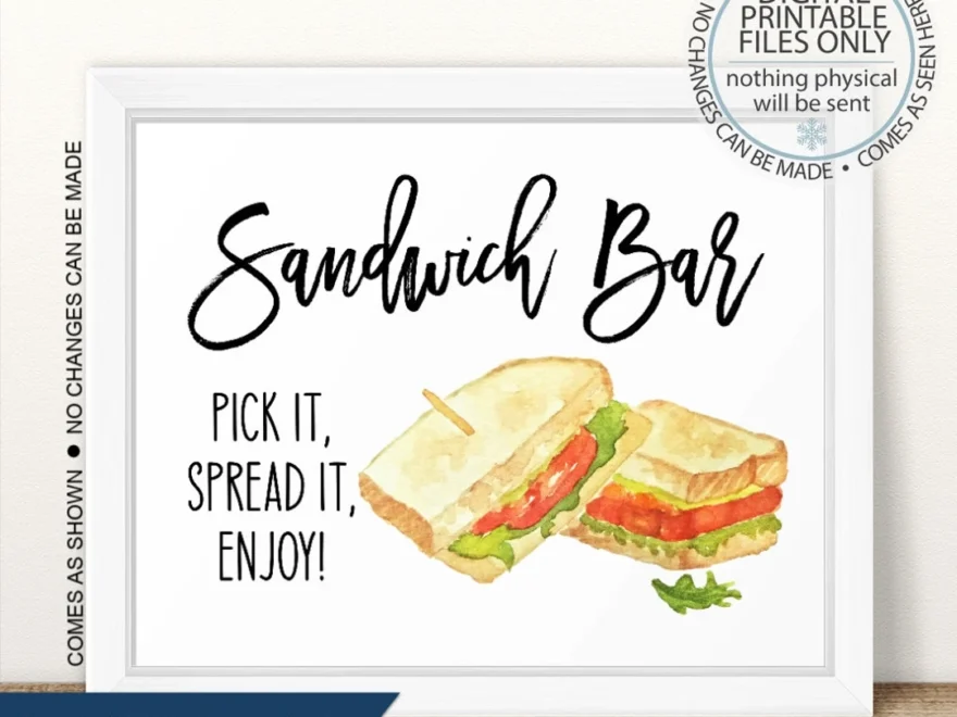 Printable Sandwich Bar Sign Printable Sandwich Sign Sandwich Station Dress It Up Sign BBQ Table Sign Sub Sandwich Food Table Etsy