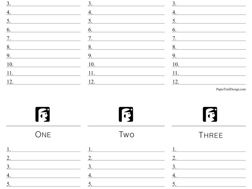Printable Scattergories Game Paper Trail Design