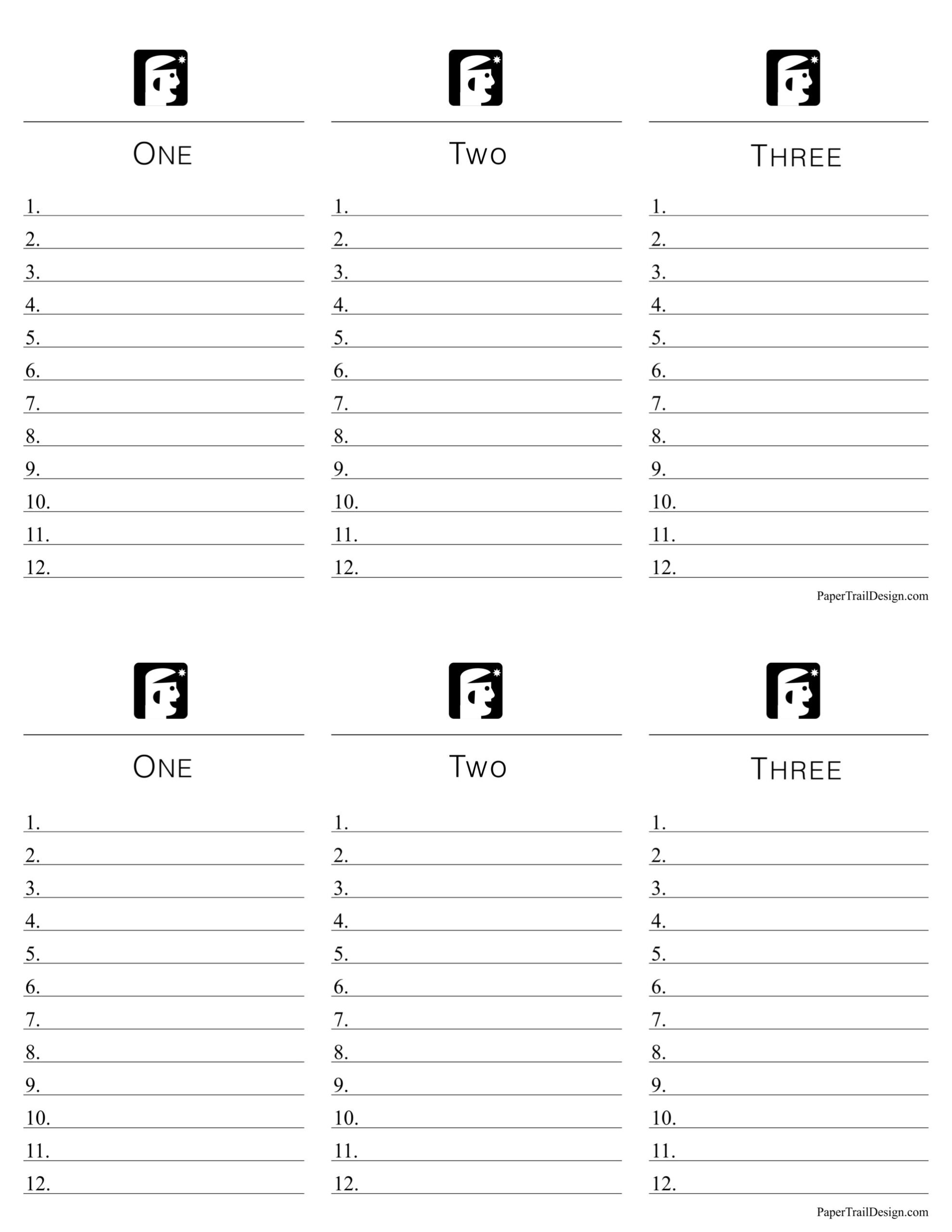Printable Scattergories Game Paper Trail Design