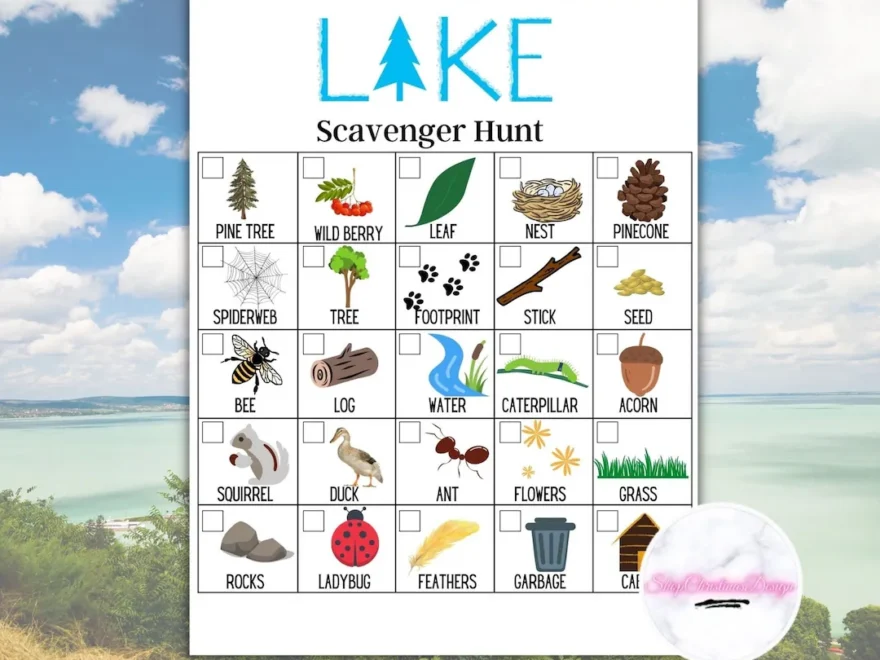 Printable Scavenger Hunt Lake Scavenger Hunt Outdoor Scavenger Hunt Lake Treasure Hunt Kids Scavenger Hunt Lake Kids Activities Games Etsy