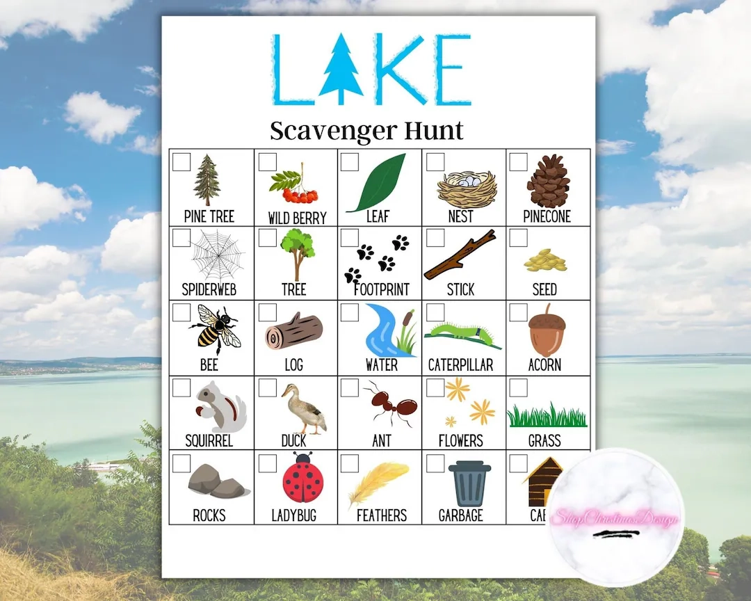 Printable Scavenger Hunt Lake Scavenger Hunt Outdoor Scavenger Hunt Lake Treasure Hunt Kids Scavenger Hunt Lake Kids Activities Games Etsy
