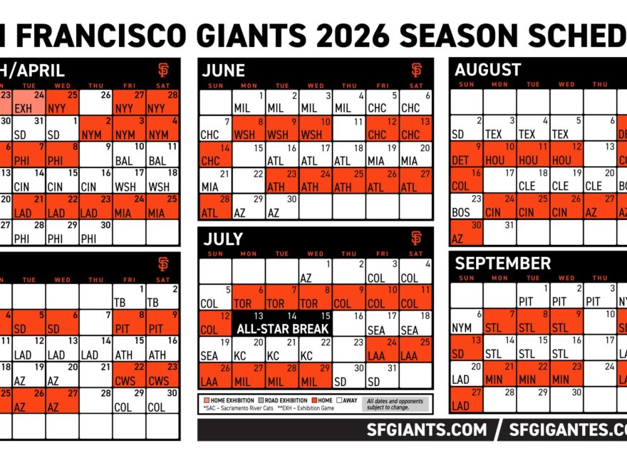 Printable Schedule 2026 San Francisco Giants