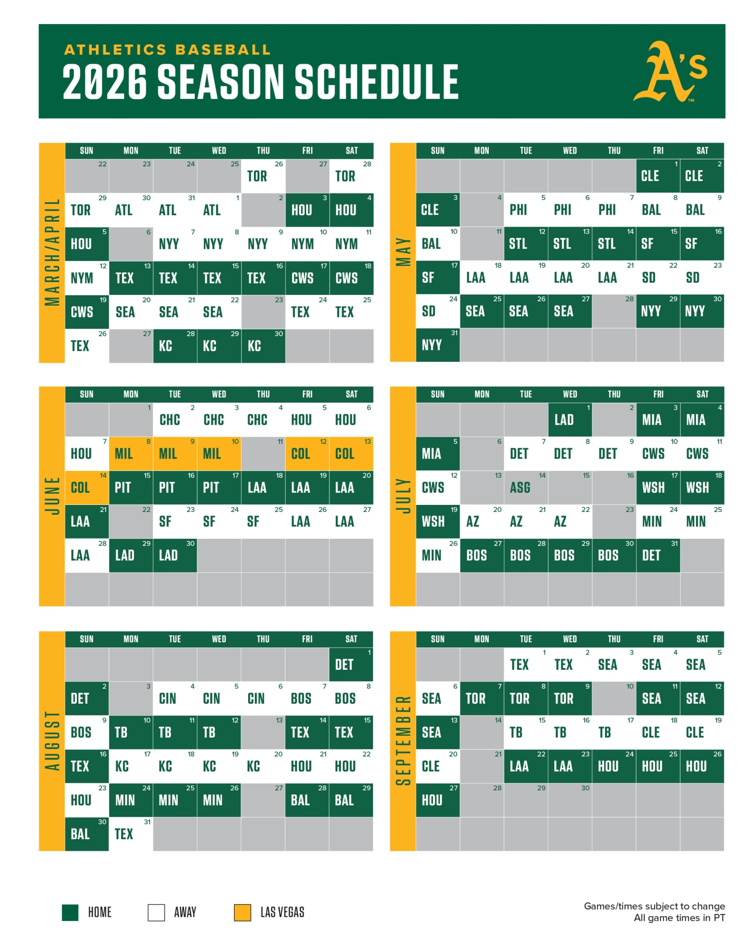 Printable Schedules Athletics