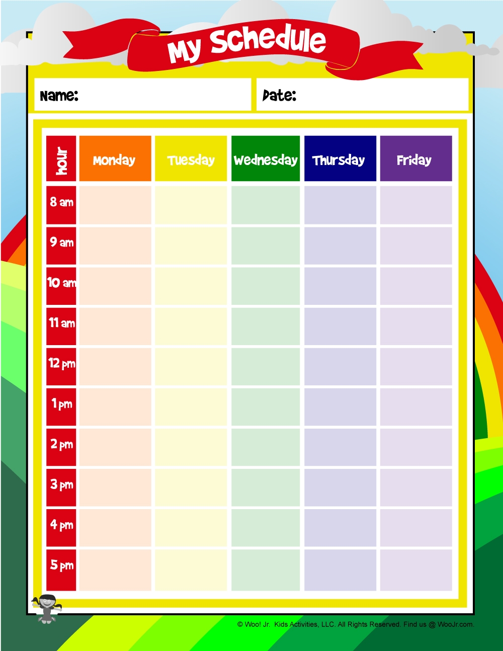 Printable Schedules For Tweens Printable Schedules For Tweens