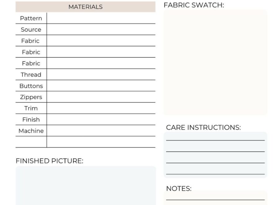 Printable Sewing Planner Hooked On Sewing