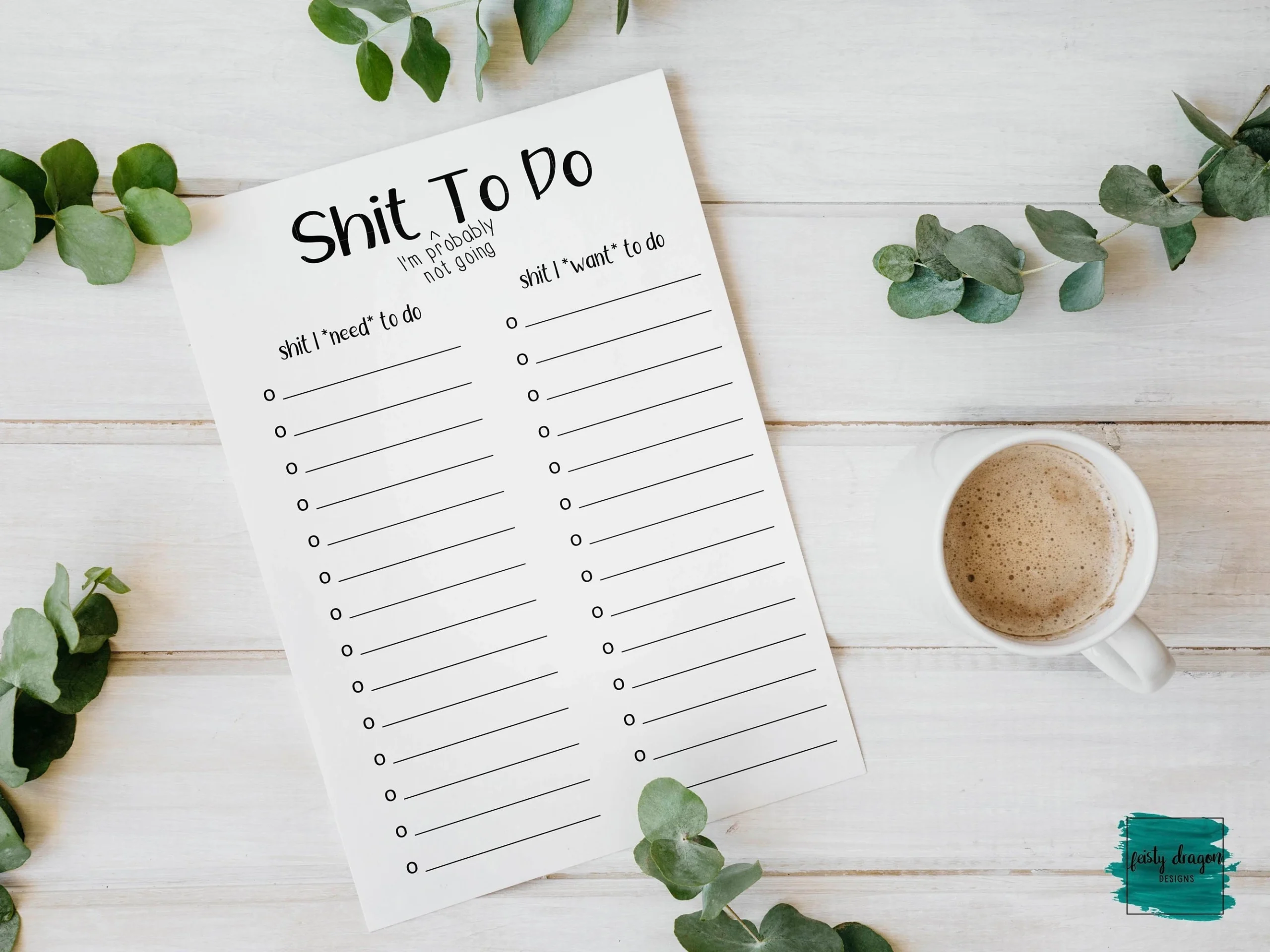 Printable Shit To Do To do List Funny To Do List Daily List Instant Download Digital Download Etsy