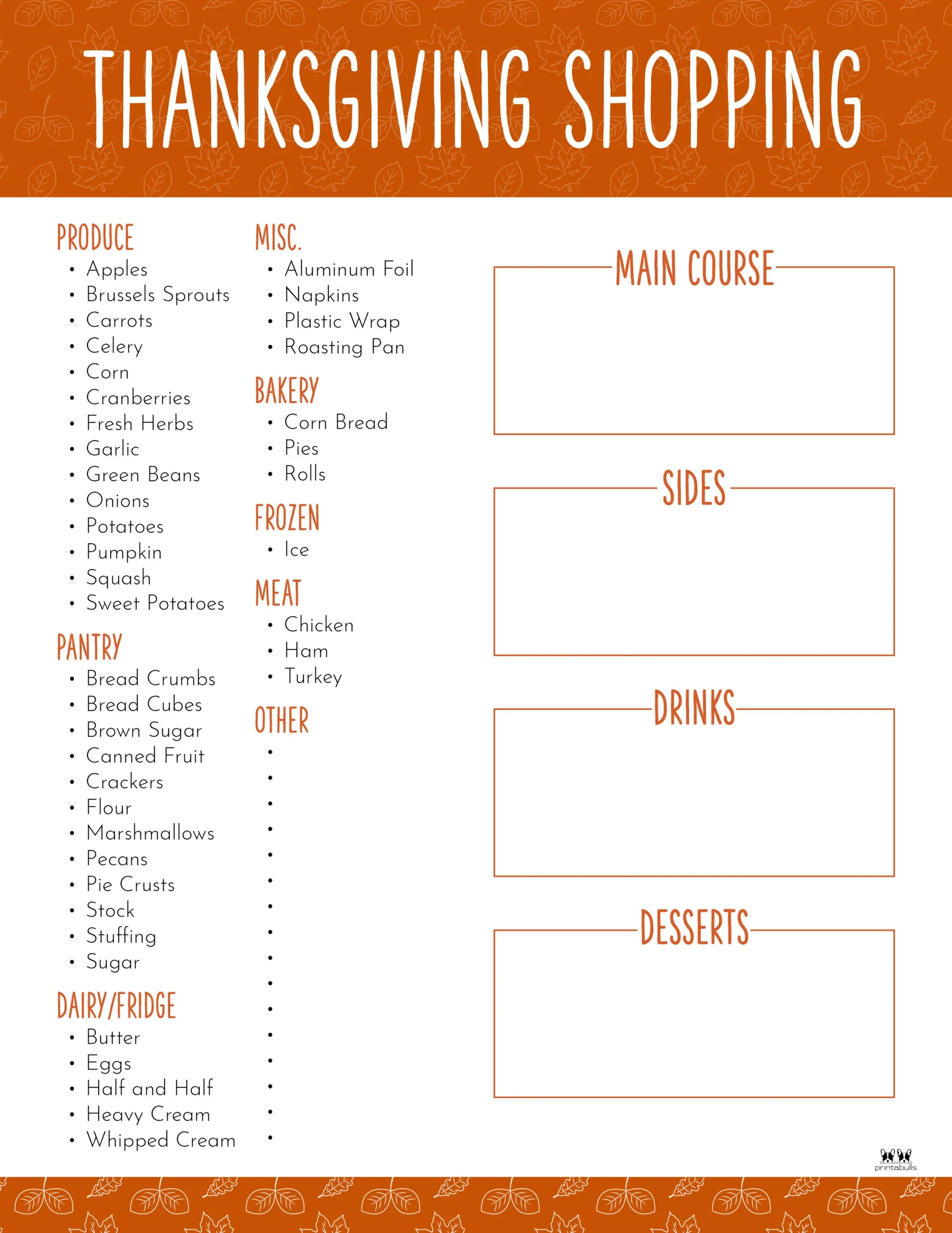 Printable Thanksgiving Grocery List Printable Party Favors Printable Thanksgiving Grocery List Printable Party Favors