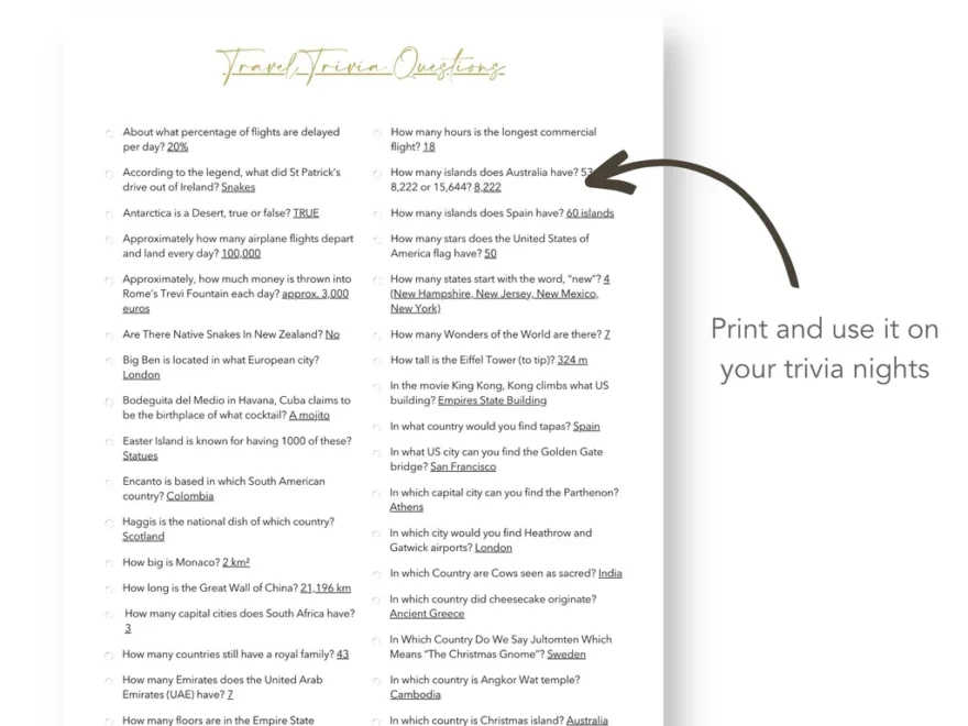 Printable Travel Trivia Questions Buck Co