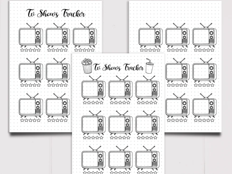Printable TV Show Tracker Series Tracker A5 Bullet Journal Page 3 Versions Etsy