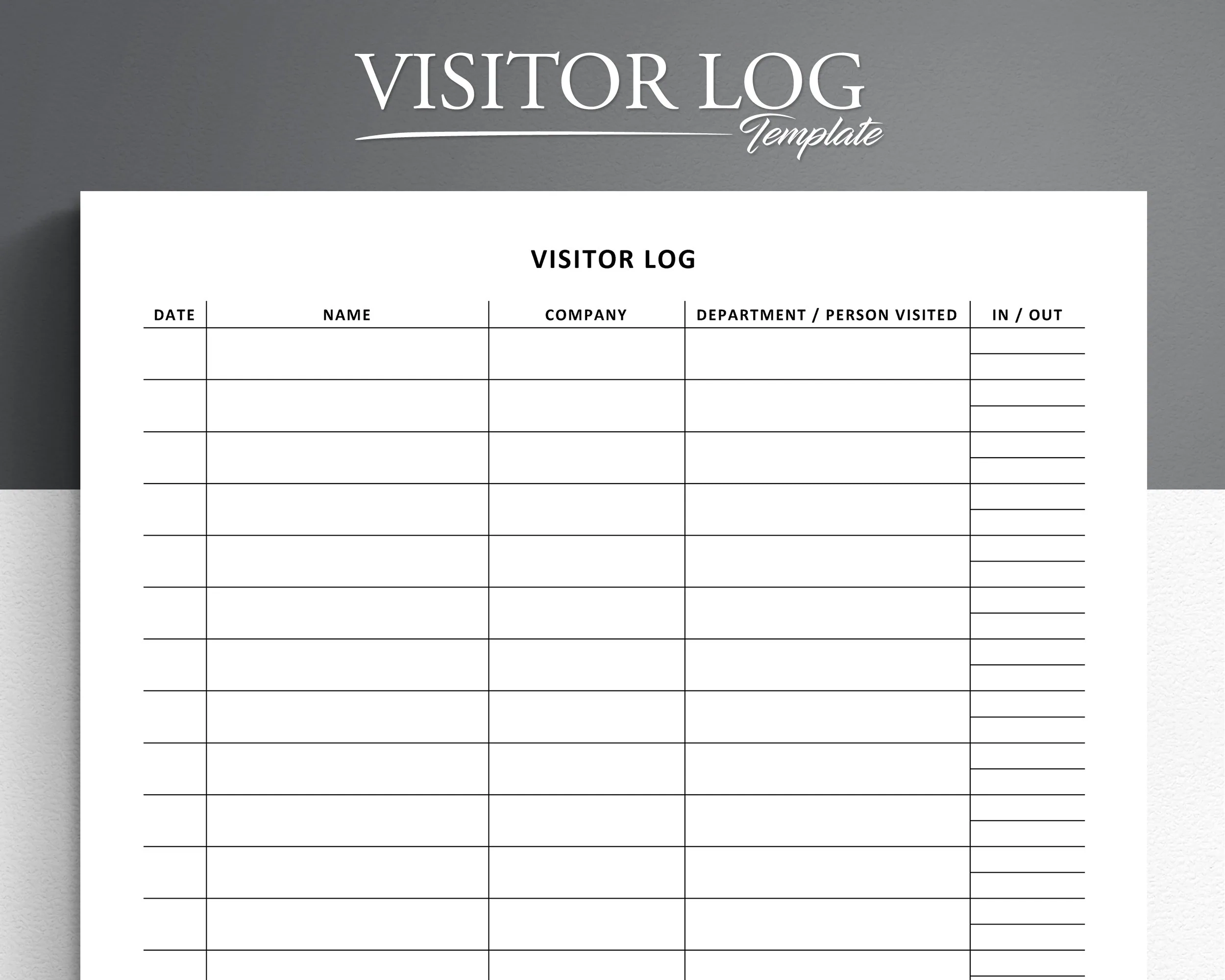 Printable Visitor Log Sheet