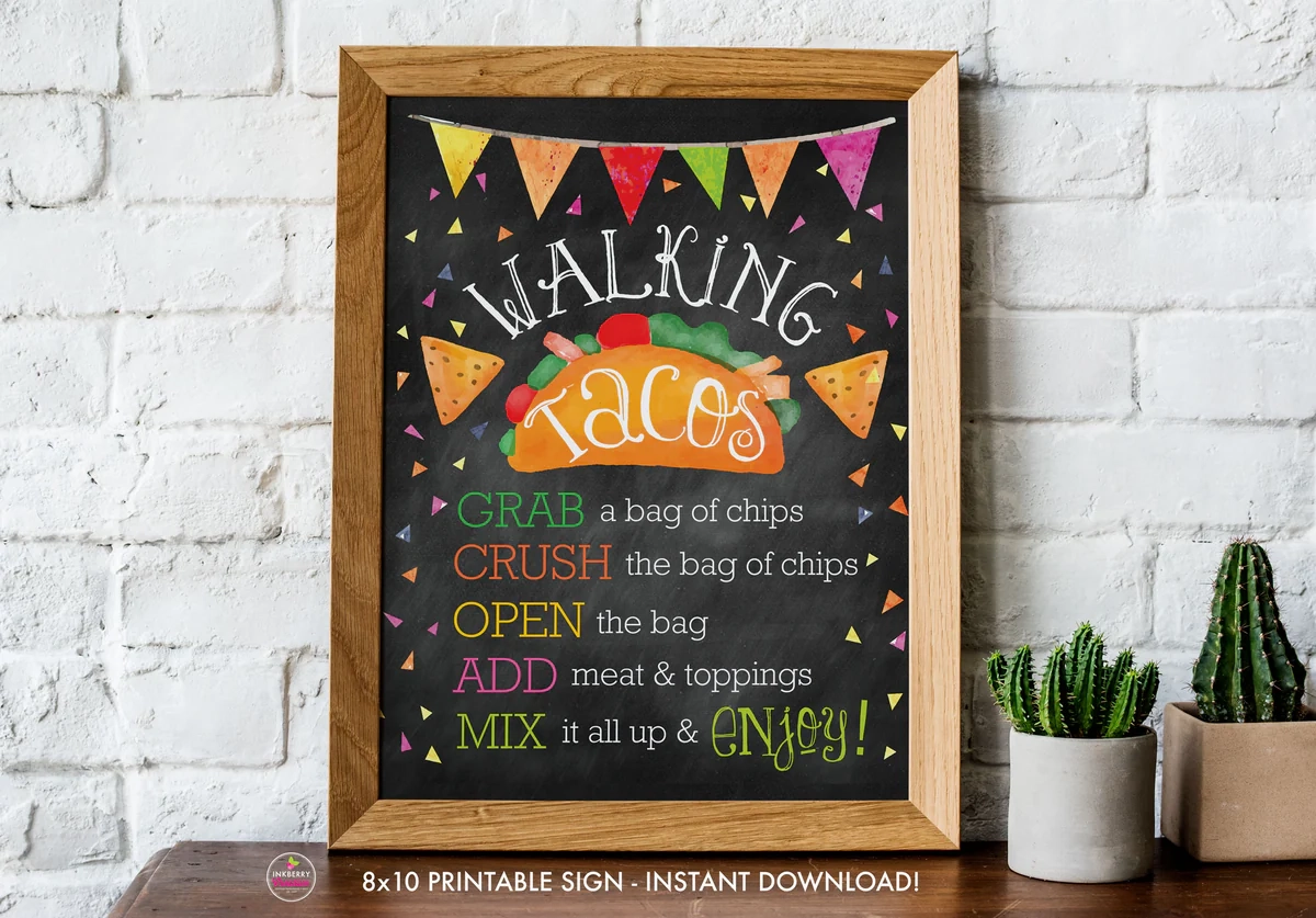 Printable WALKING TACOS Sign Instant Download 8x10 Digital PDF Mex Inkberry Creative